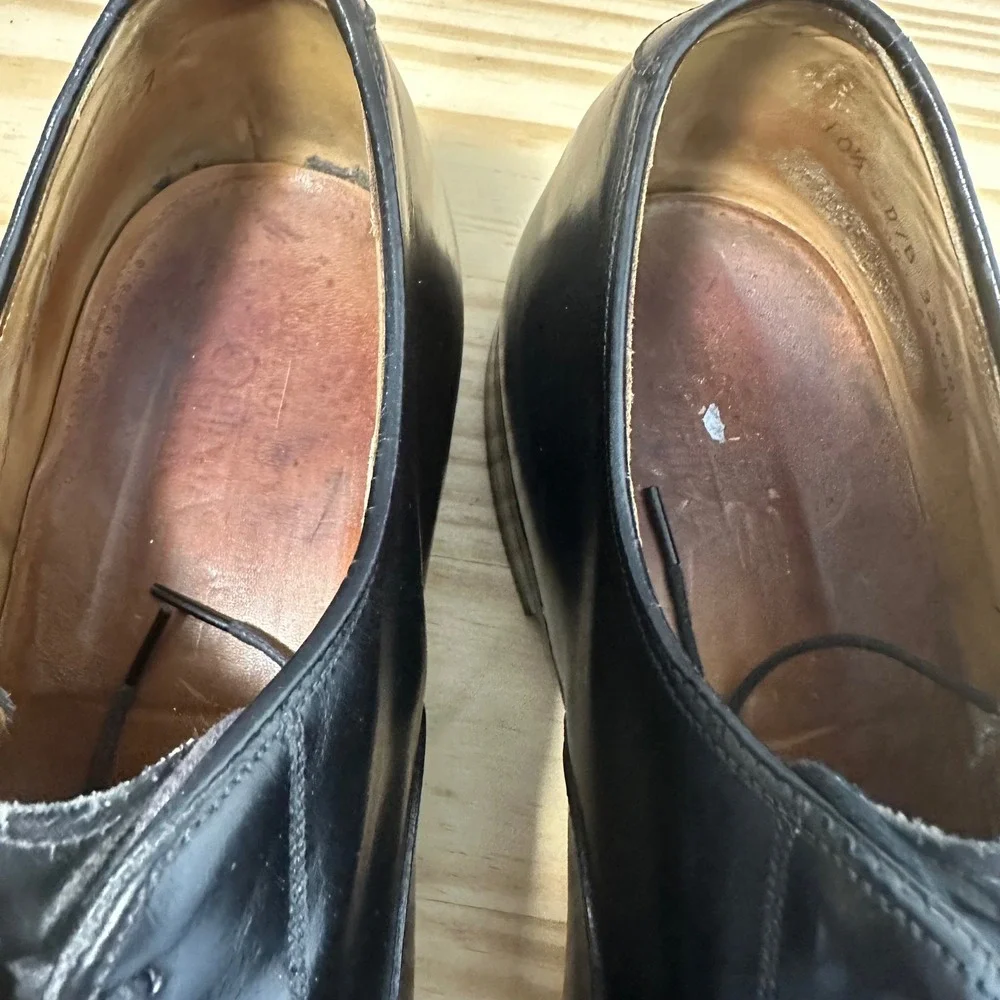 Johnston & Murphy Optima Black Leather Cap‎ Toe Oxford Dress Shoes USA Made 10.5